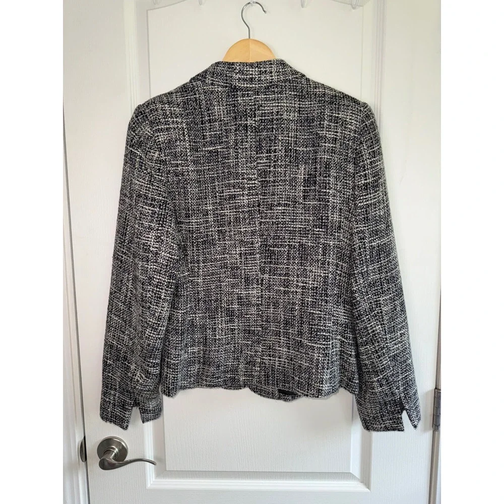 Emma James Liz Claiborne Tweed Blazer Women's 10 BlackWhiteTexturedCareer Jacket